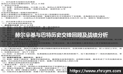 赫尔辛基与巴特历史交锋回顾及战绩分析